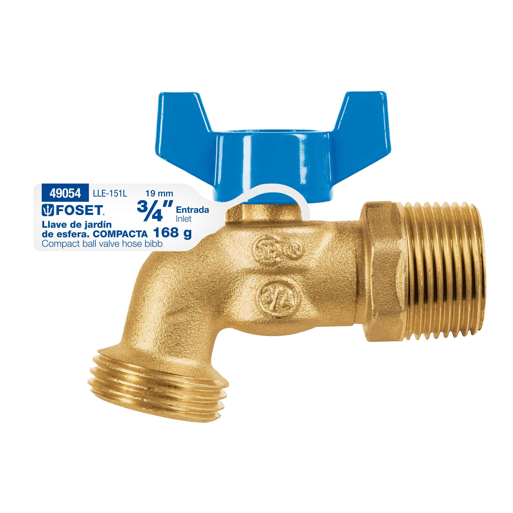 Llave de esfera con rosca para manguera, 3/4'