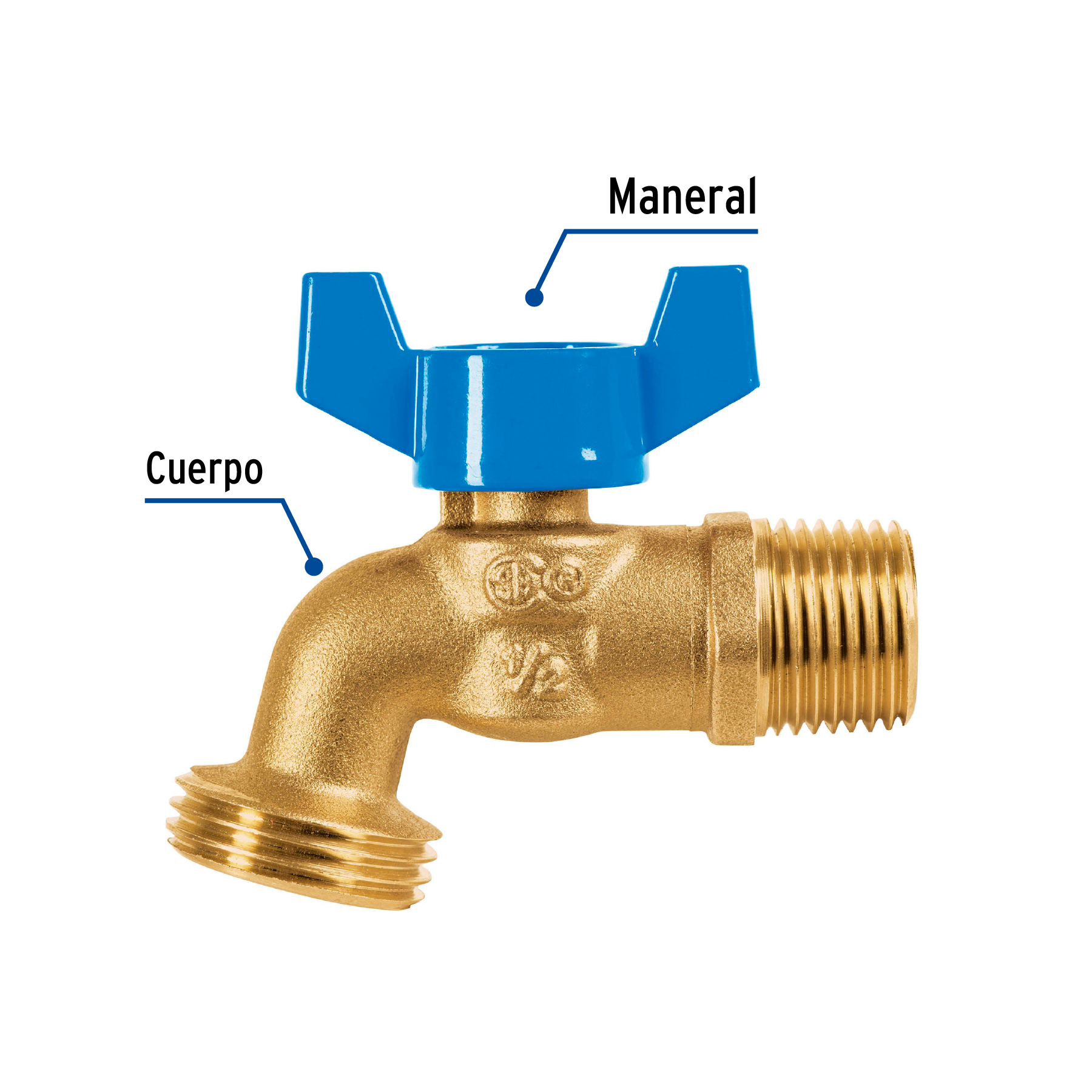 Llave de esfera con rosca para manguera, 1/2'