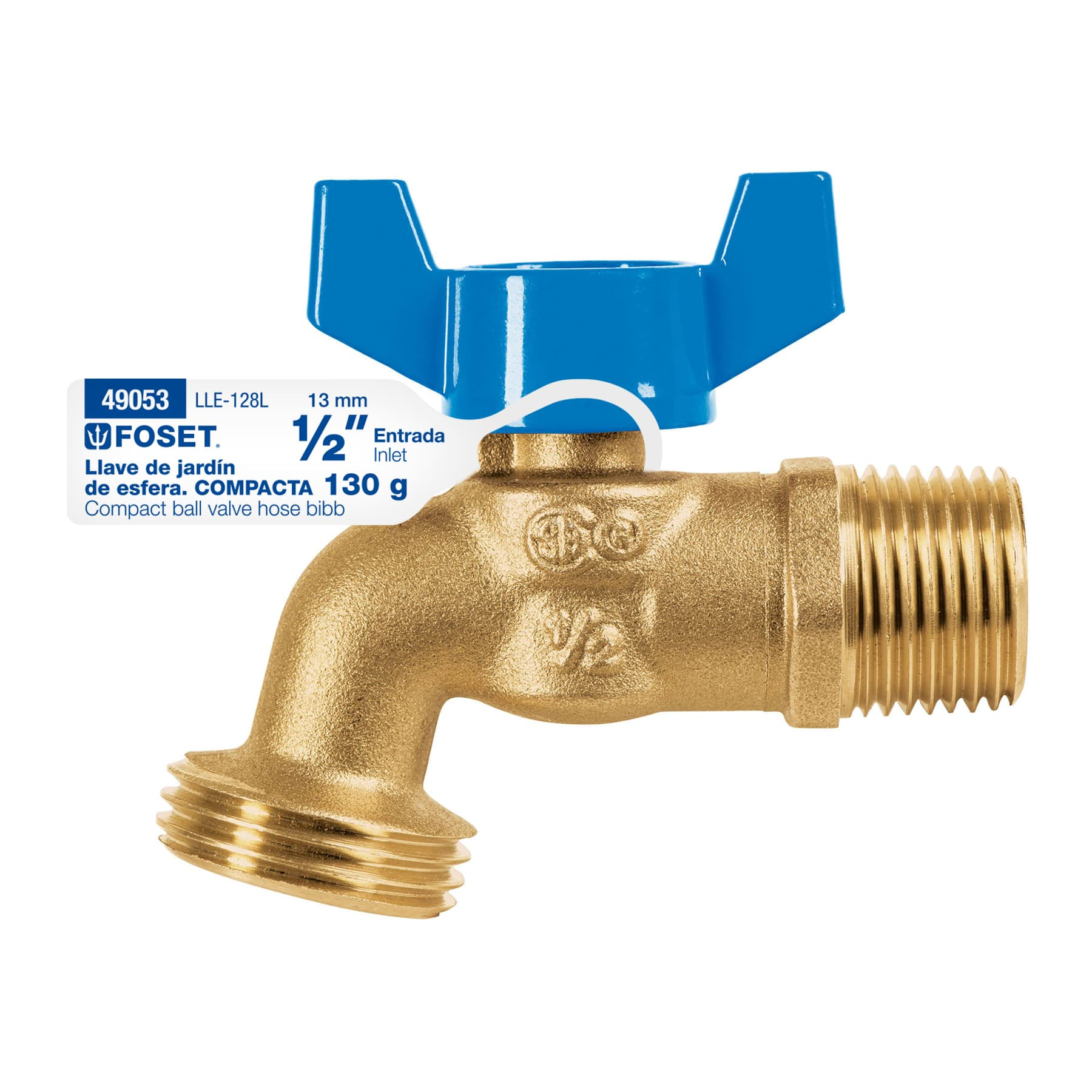 Llave de esfera con rosca para manguera, 1/2'