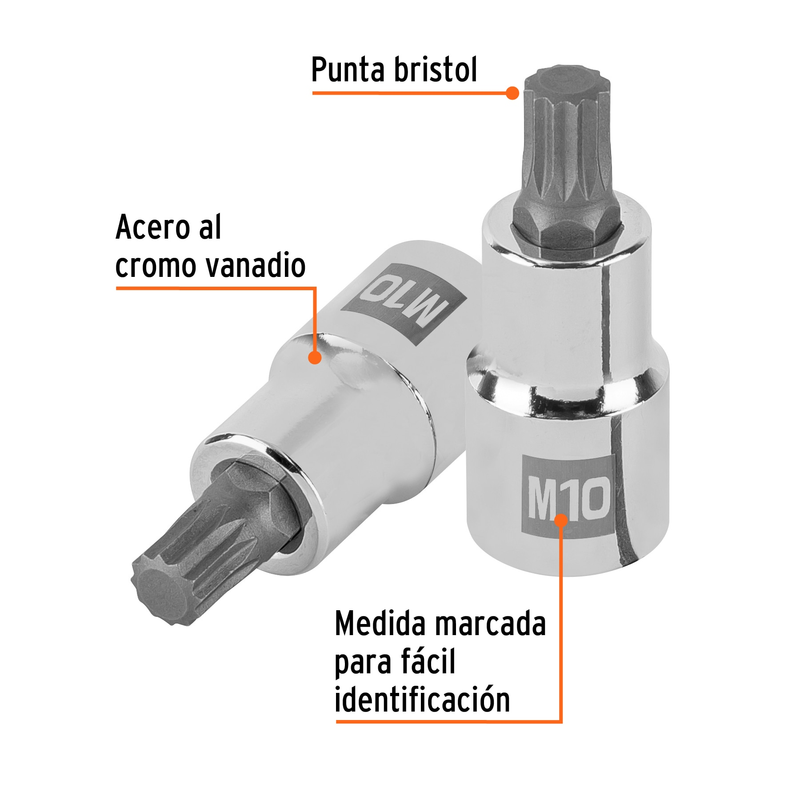 Dado punta corta bristol M10x55mm, cuadro 1/2'