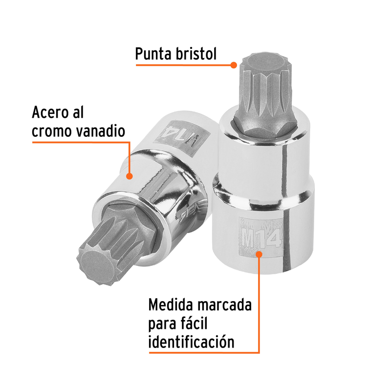 Dado punta corta bristol M14x55mm, cuadro 1/2'