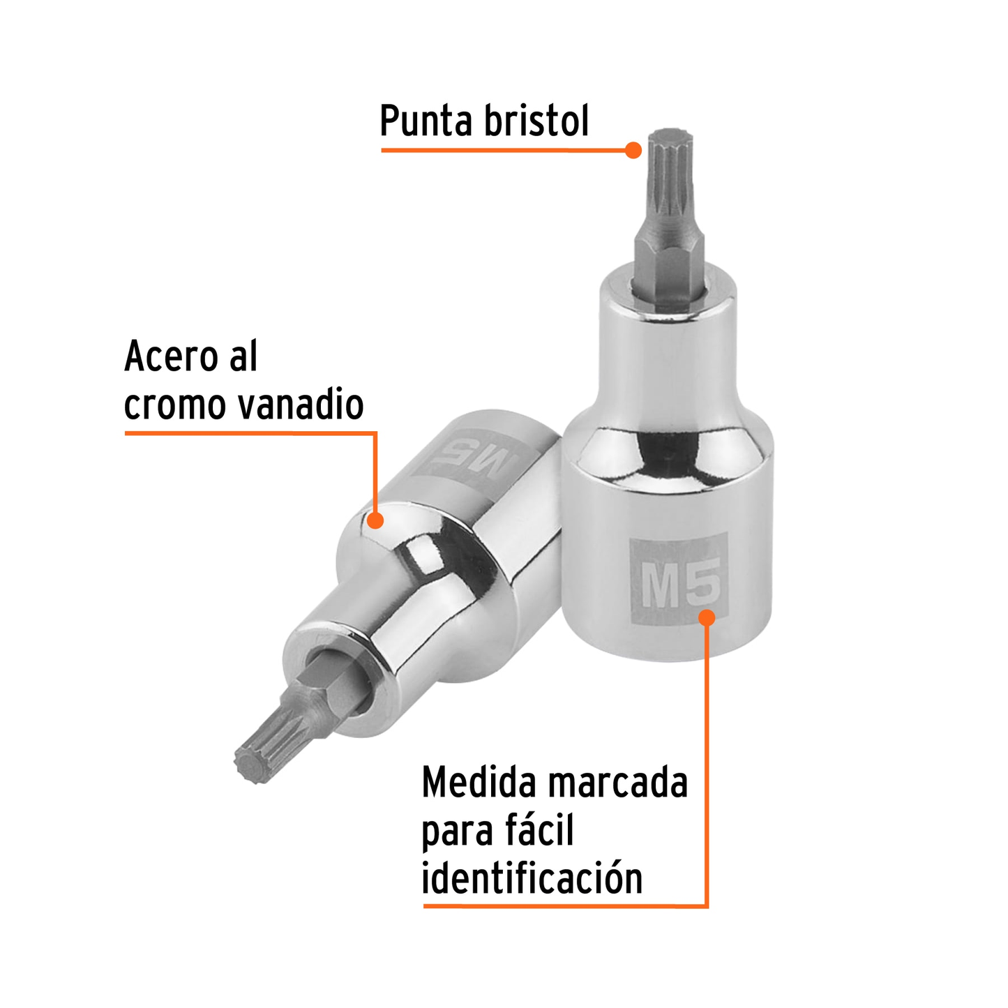 Dado punta corta bristol M5x55mm, cuadro 1/2'