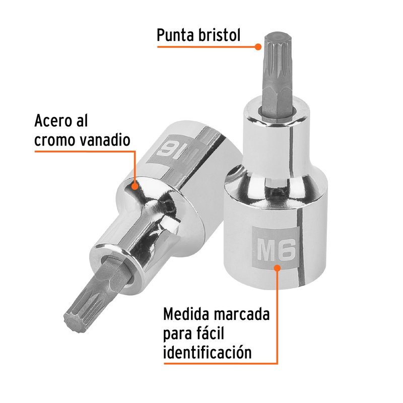 Dado punta corta bristol M6x55mm, cuadro 1/2'