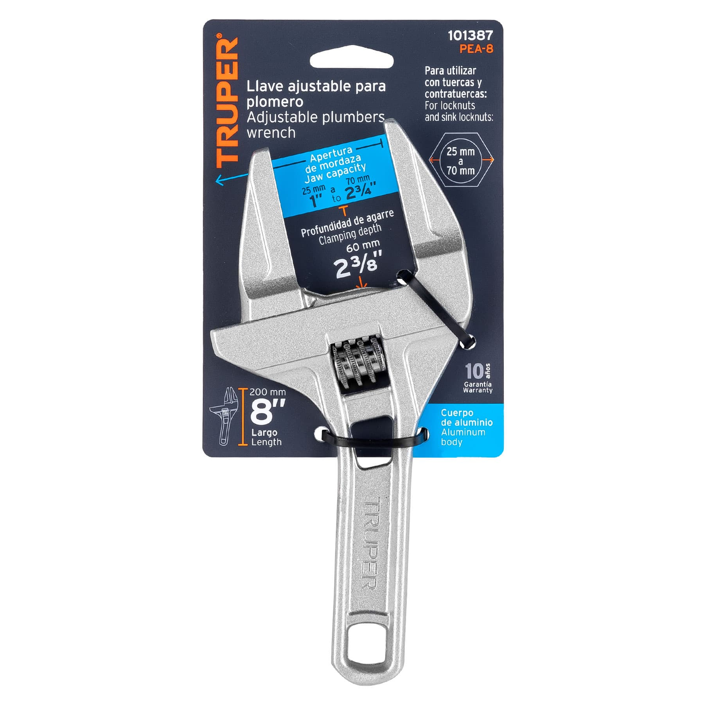 Llave ajustable para plomero,apertura 3'