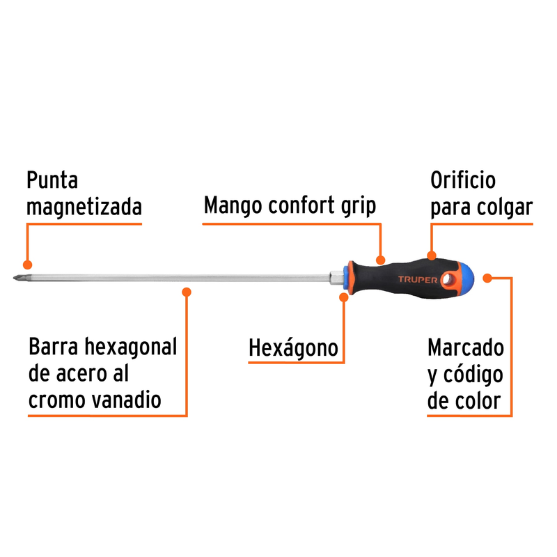 DESARMADOR DE CRUZ MANGO COMFORT GRIP 3/16"X10"