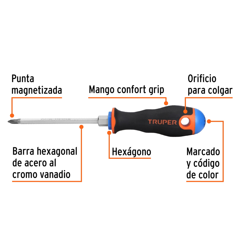 DESARMADOR DE CRUZ MANGO COMFORT GRIP 3/16"X4"