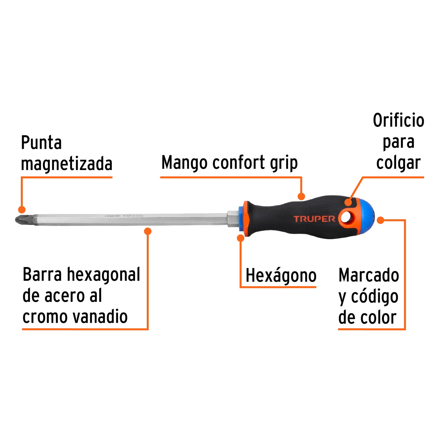 DESARMADOR DE CRUZ MANGO COMFORT GRIP 3/8"X8"