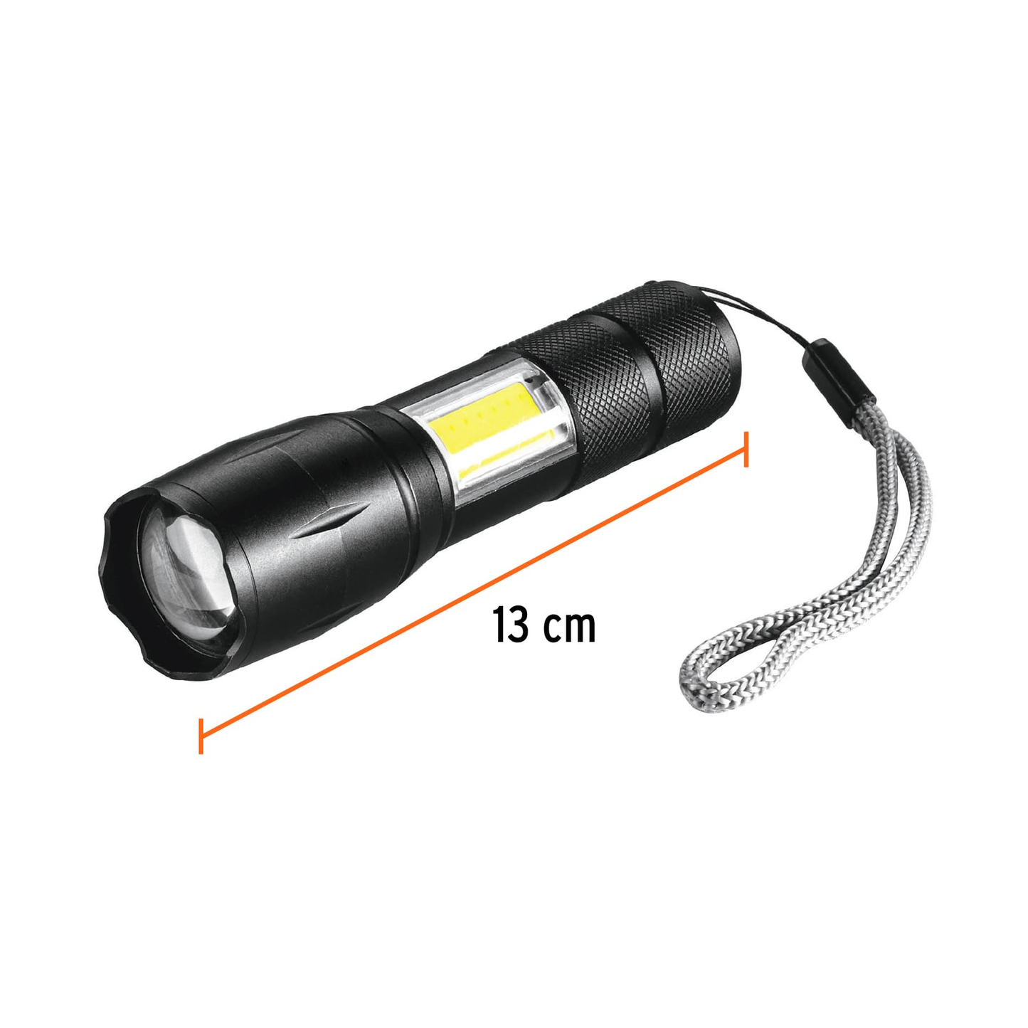 Linterna LED recargable de aluminio c/luz lateral, 270 lm