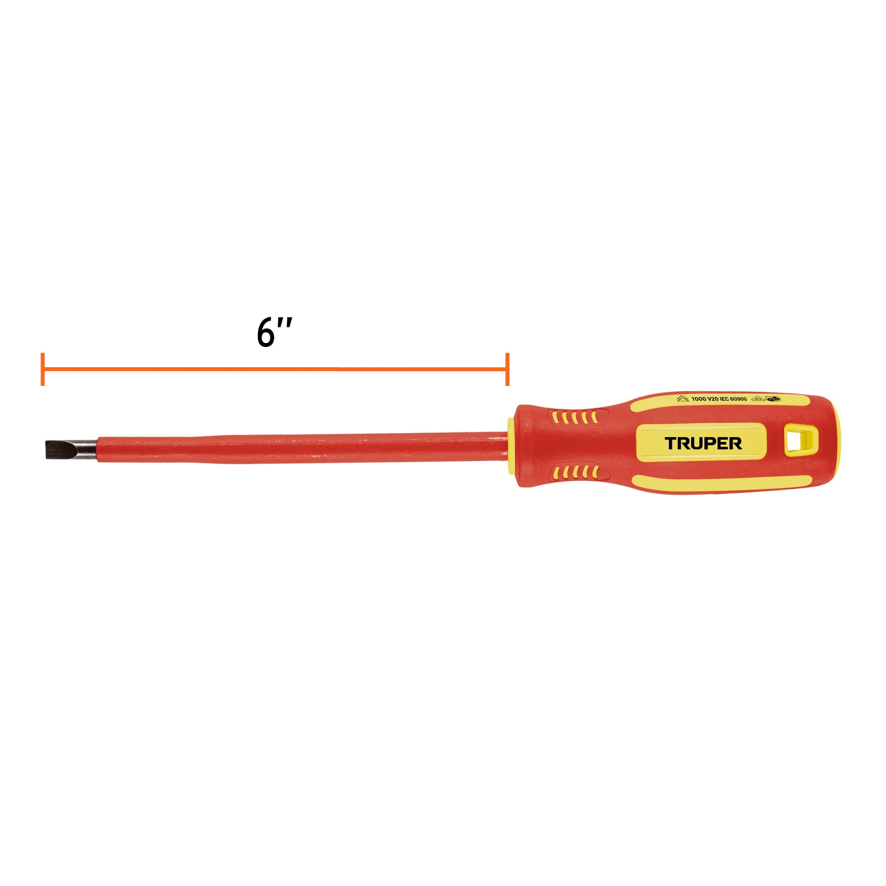 Desarmador dieléctrico plano 1/4' x 6', Truper