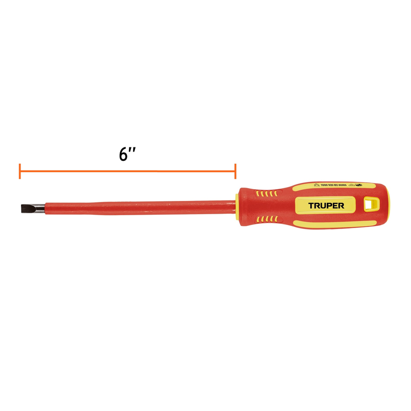 Desarmador dieléctrico plano 1/4' x 6', Truper
