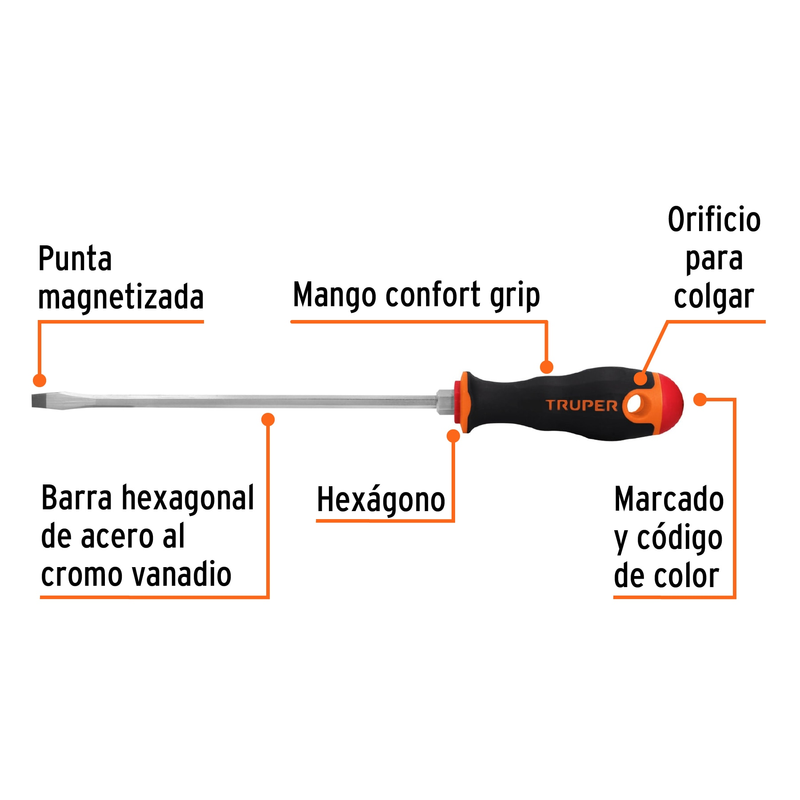 DESARMADOR PLANO MANGO COMFORT GRIP 1/4"X8"