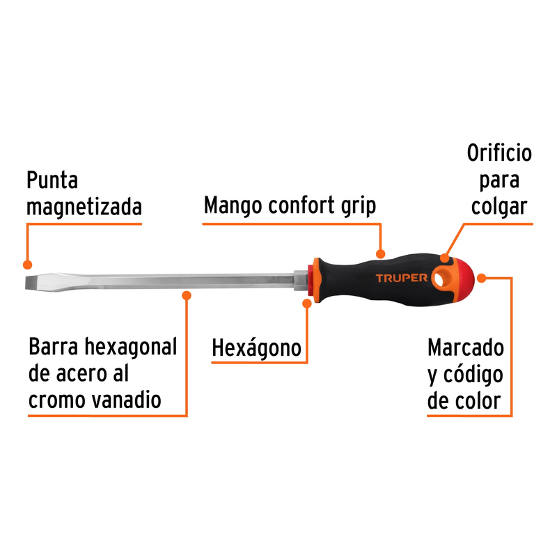 DESARMADOR PLANO MANGO COMFORT GRIP 3/8"X8"