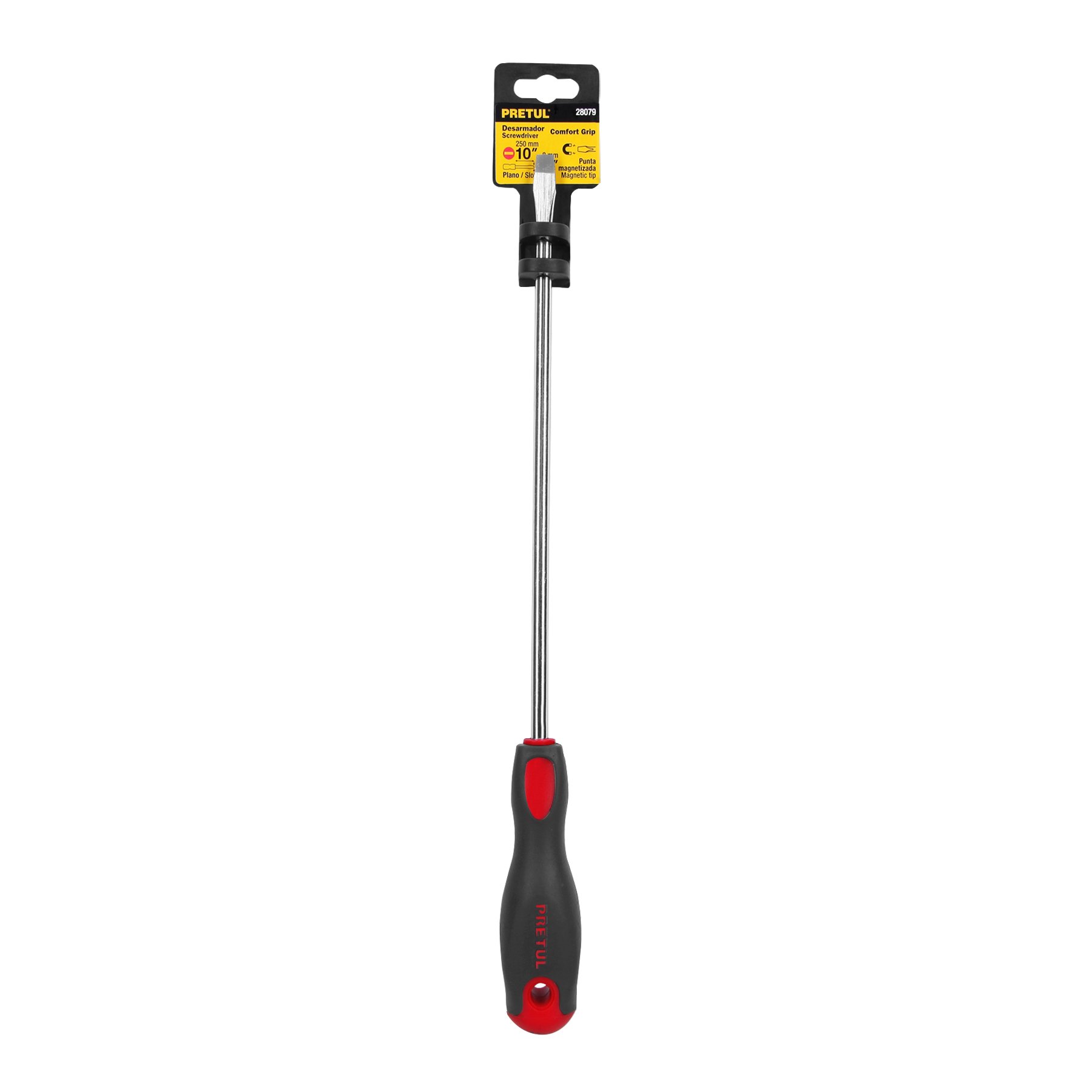 Desarmador plano, 5/16' x 10', mango Comfort Grip, Pretul