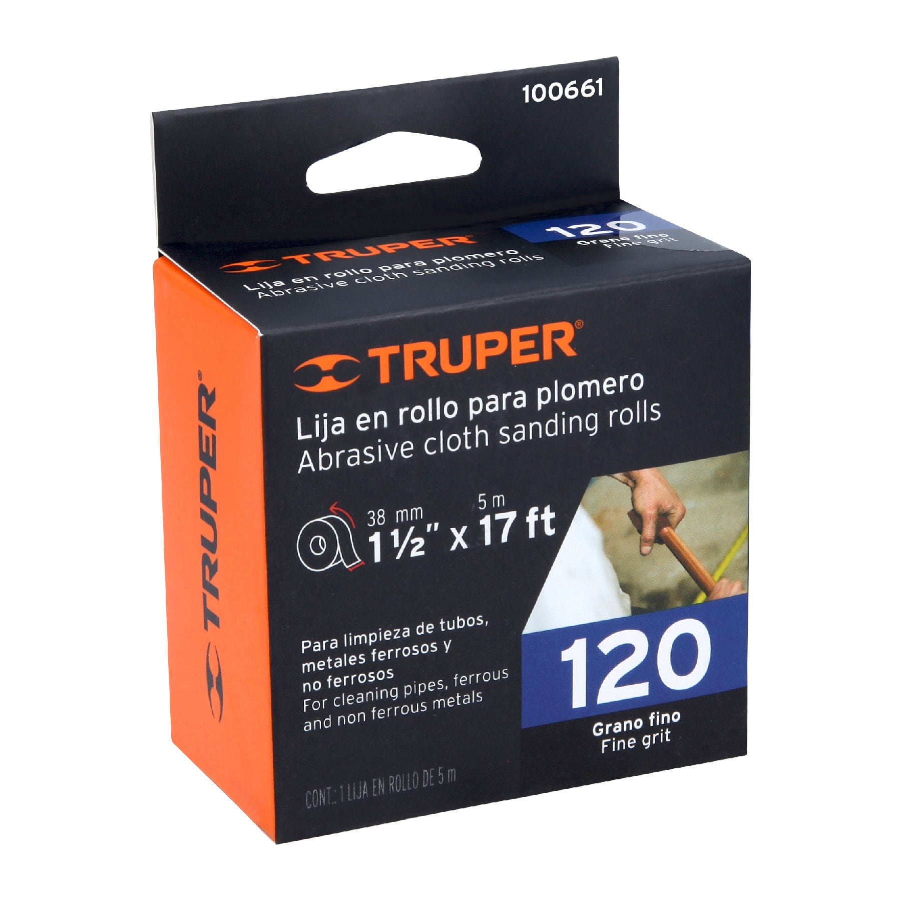 LIJA P/PLOMERO, ROLLO 5M, 1 1/2" GRANO 120