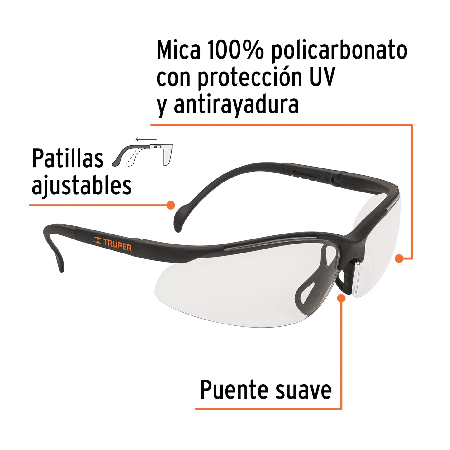 Lentes de seguridad mica clara con antiempaño, Vision