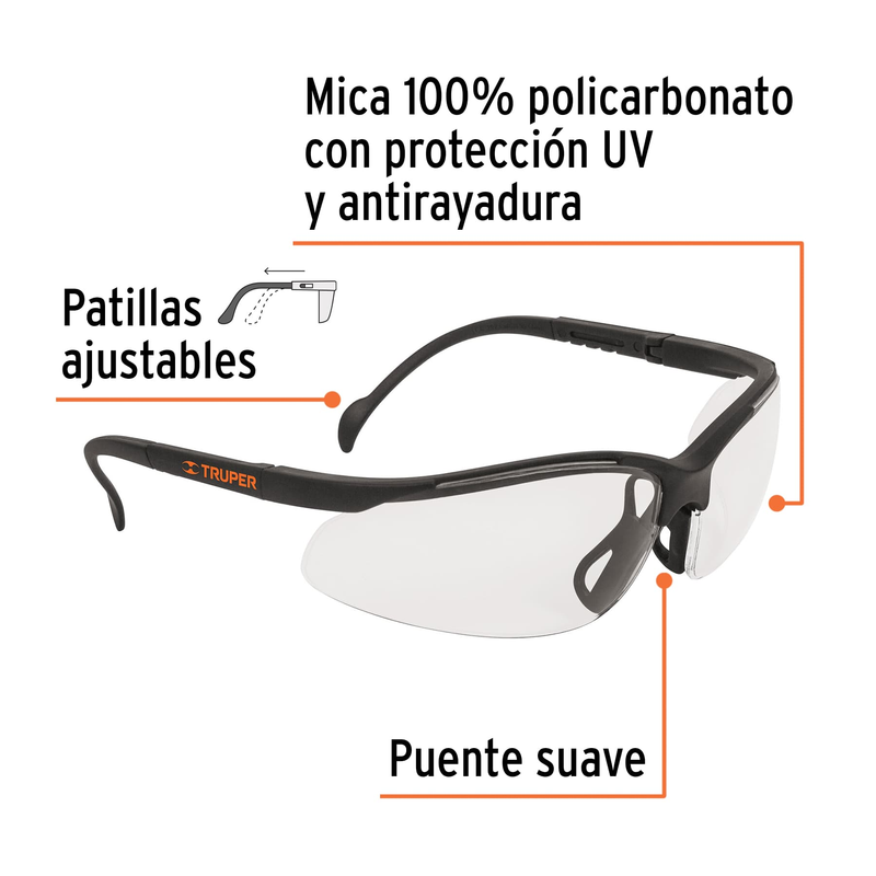 Lentes de seguridad mica clara con antiempaño, Vision