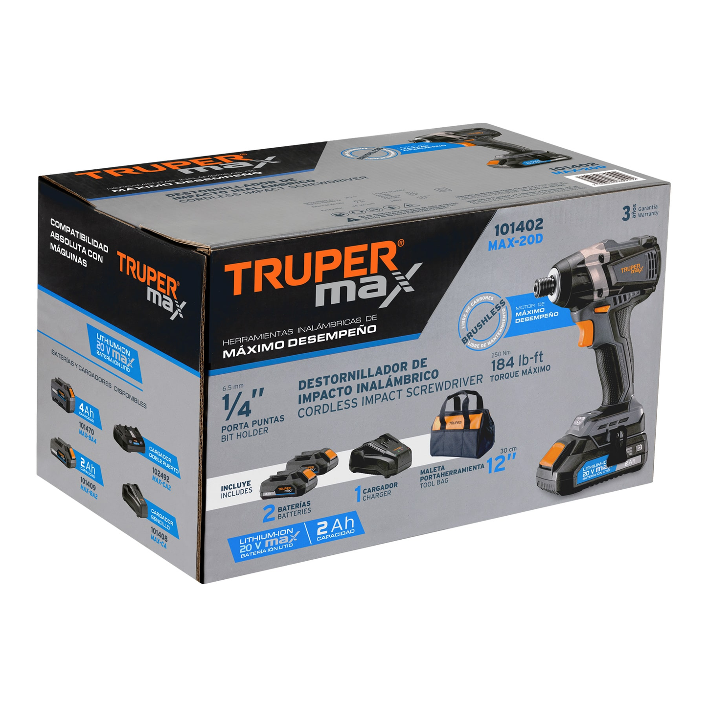 Destornillador de impacto 1/4' 20 V Truper MAX