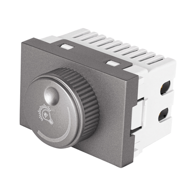 Dimmer giratorio acero inox de 1.5 módulos, línea Lisboa
