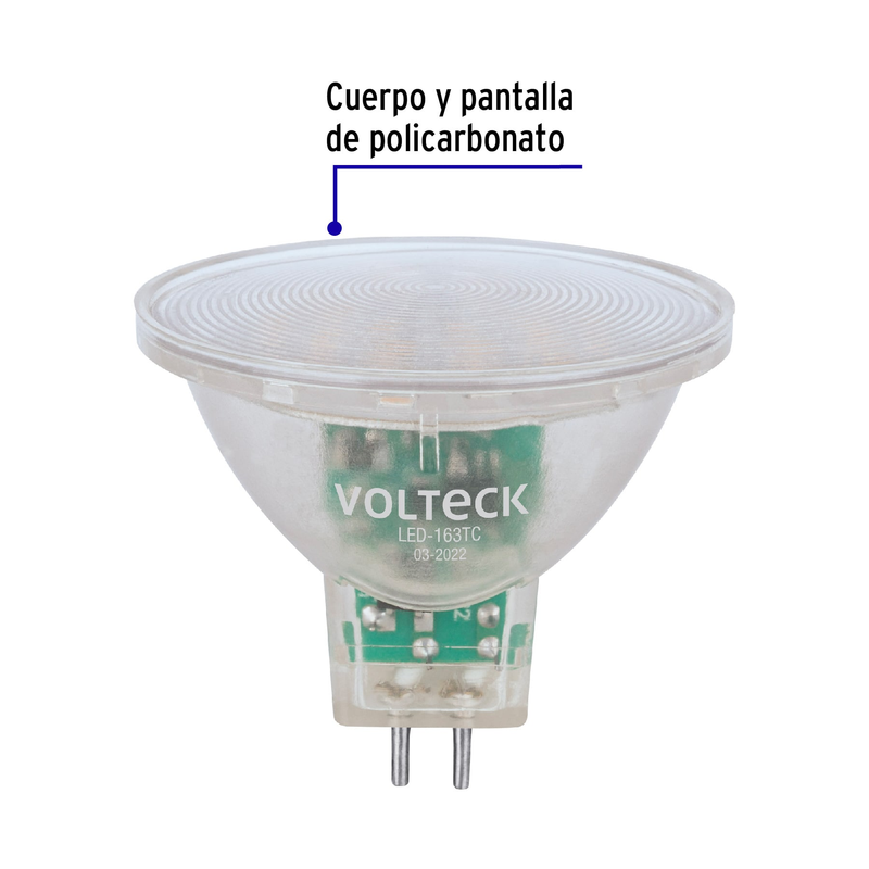 Lámpara trans. de LED 3W MR16 base GU5.3 luz cálida, blíster