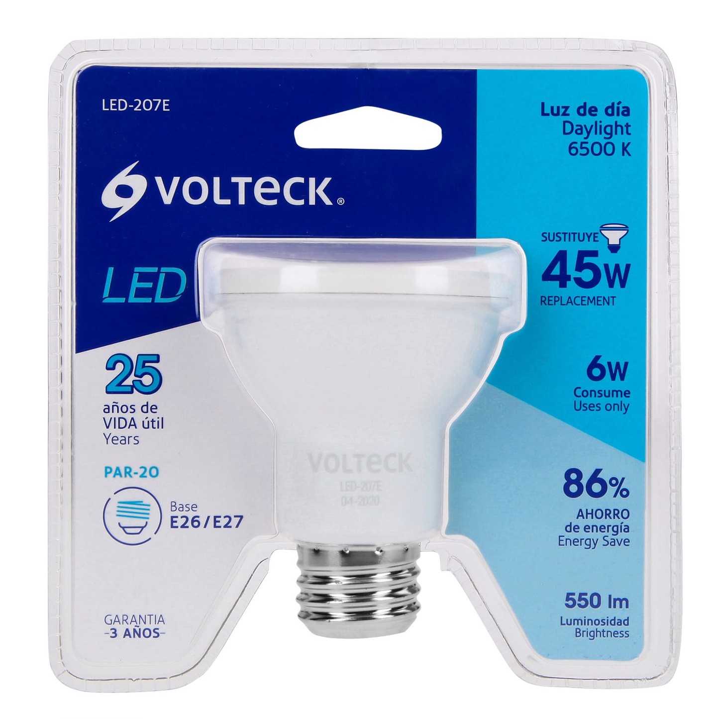 Lámpara de LED, PAR 20, 7 W, luz de día
