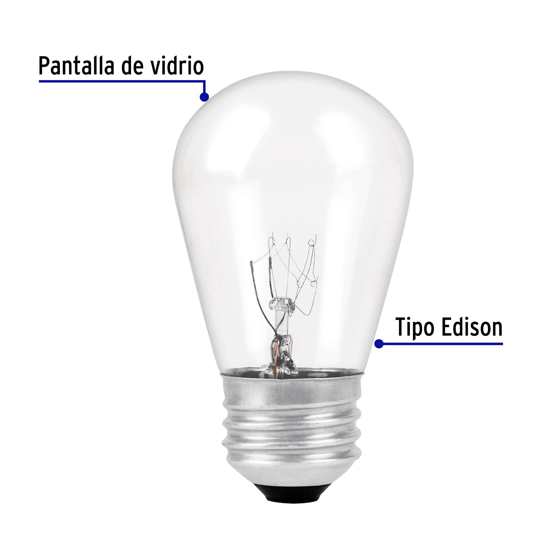 Lámpara incandescente S14 de 11 W, 2200 K, E26/E27