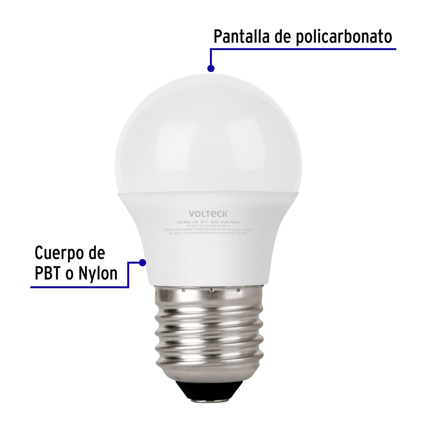 Lámpara de LED, G45, 6 W, luz de día, Volteck