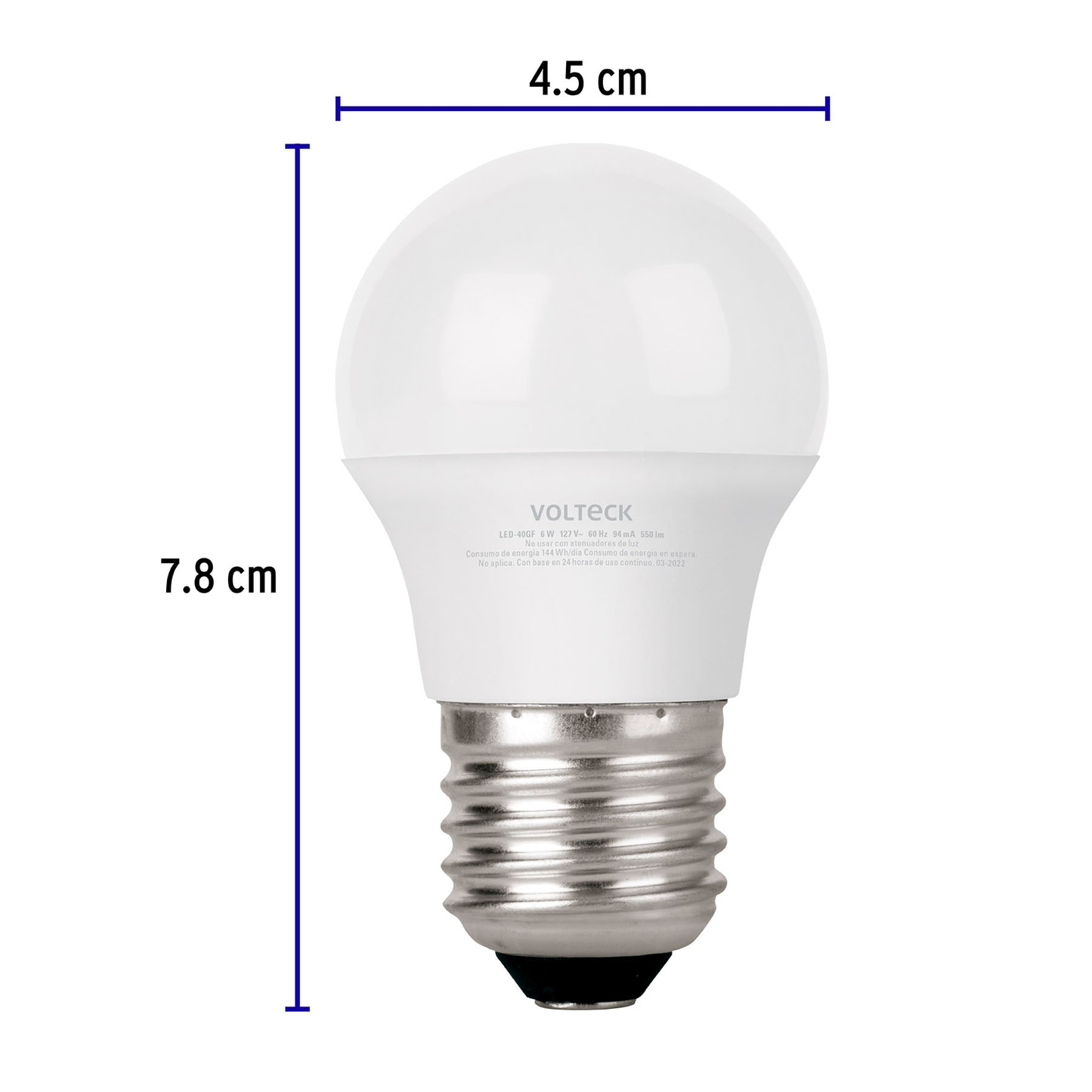 Lámpara de LED, G45, 6 W, luz de día, Volteck