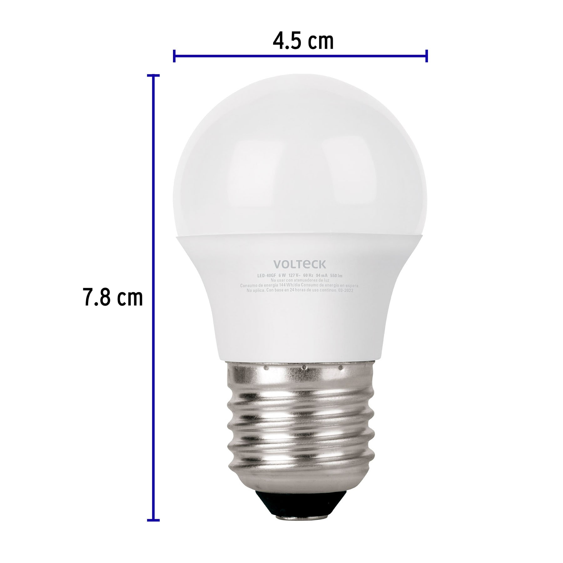 Lámpara de LED, G45, 6 W, luz de día, Volteck