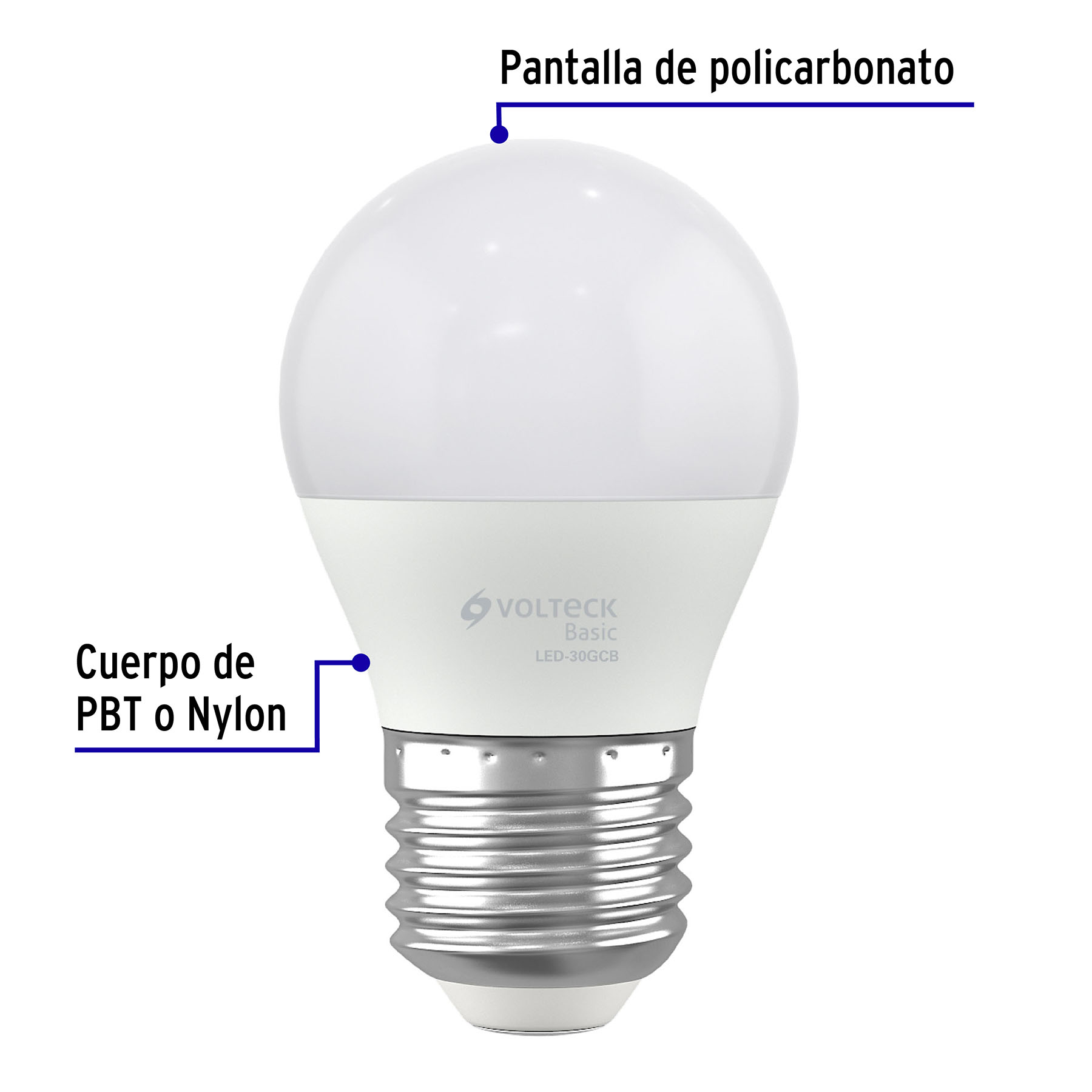 Lámpara de LED, A19, 3 W, luz calida, Volteck Basic