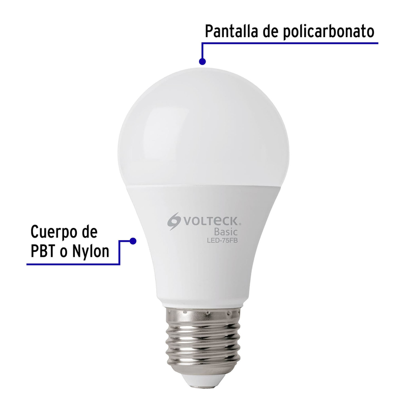 Lámpara de LED, A19, 10 W, luz de día, Volteck Basic SUSTITUTO 46860