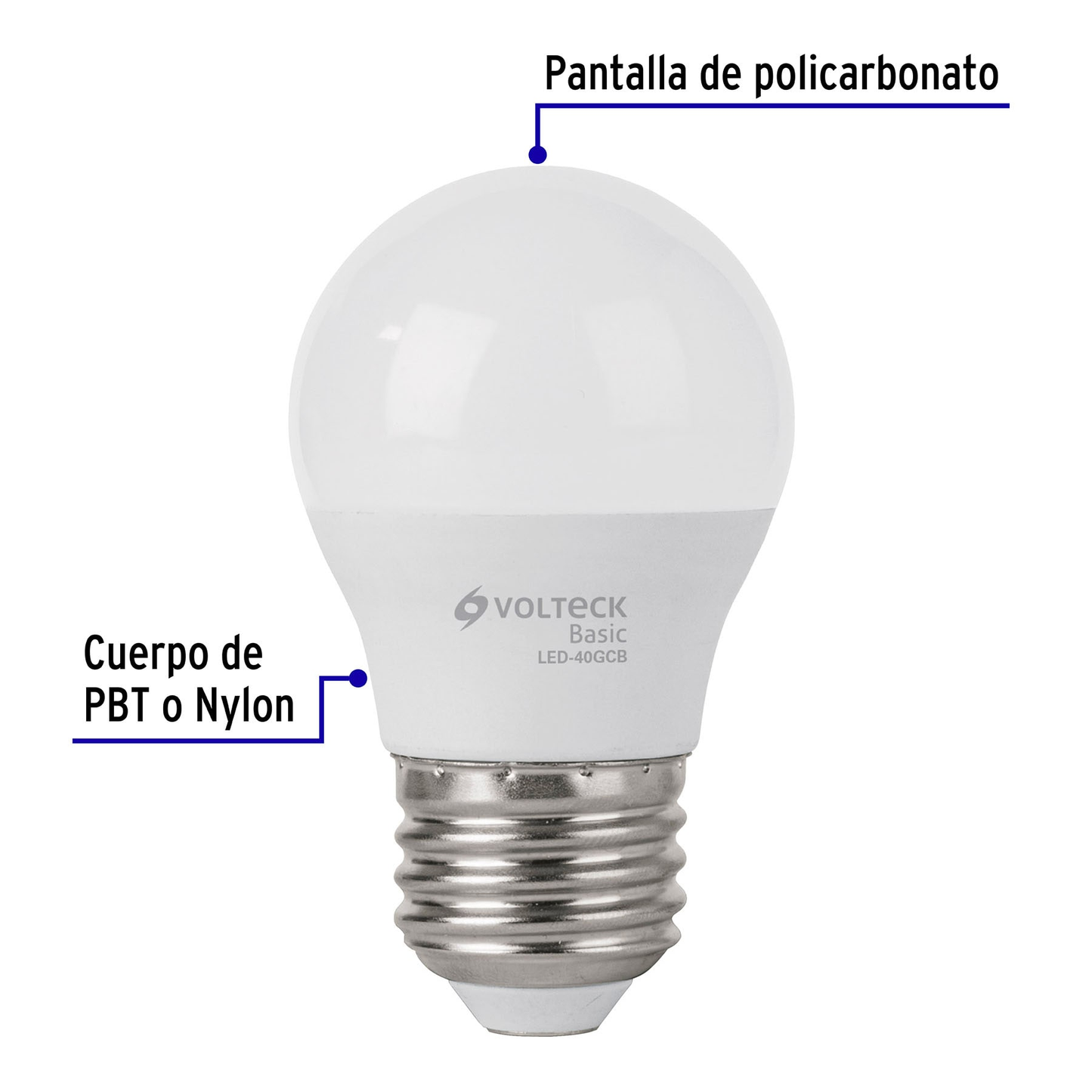 Lámpara de LED tipo bulbo G45 5 W, luz cálida, caja, Basic