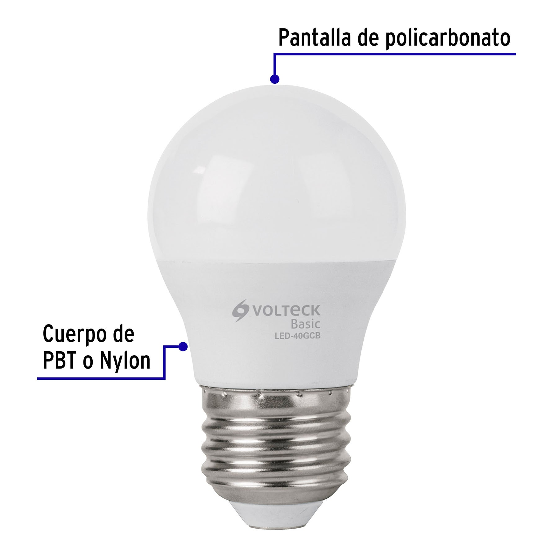 Lámpara de LED tipo bulbo G45 5 W, luz cálida, caja, Basic