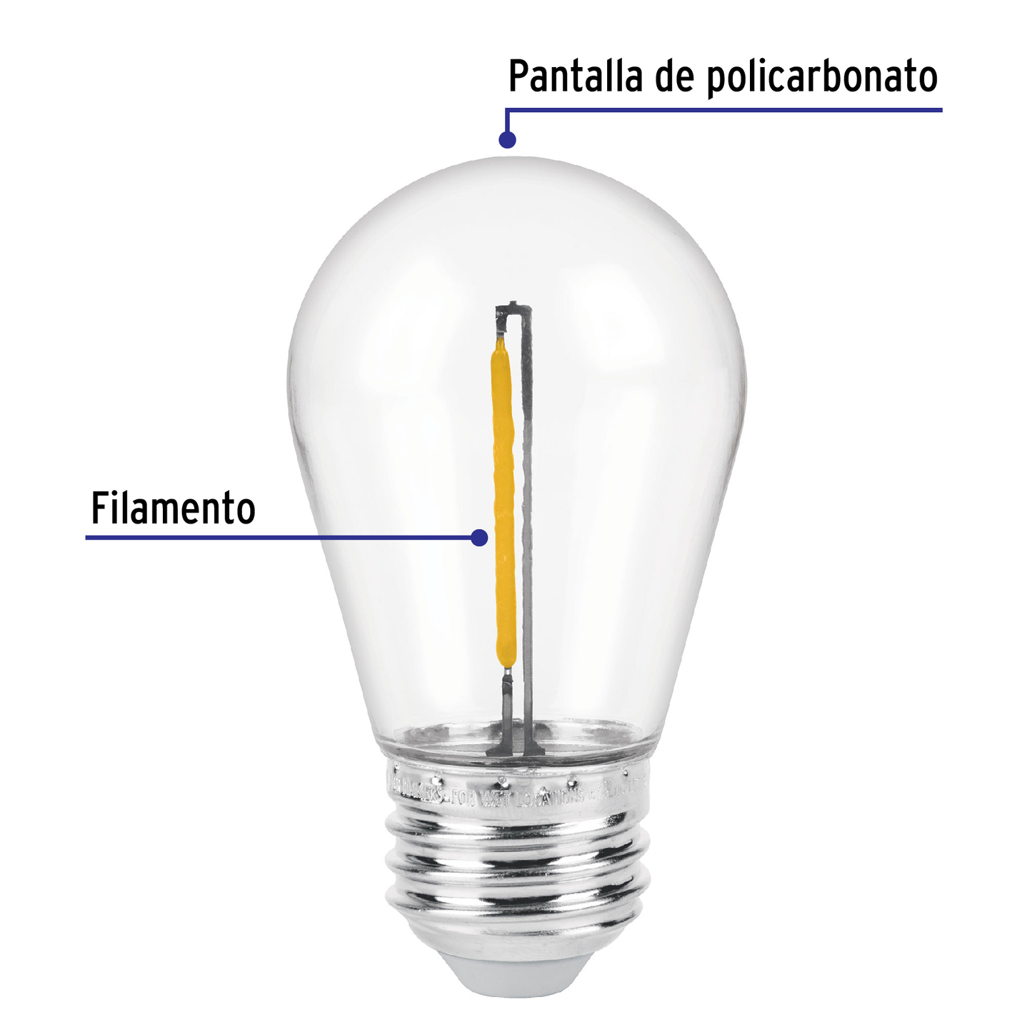 Lámpara de LED S14 de 1 W, luz cálida