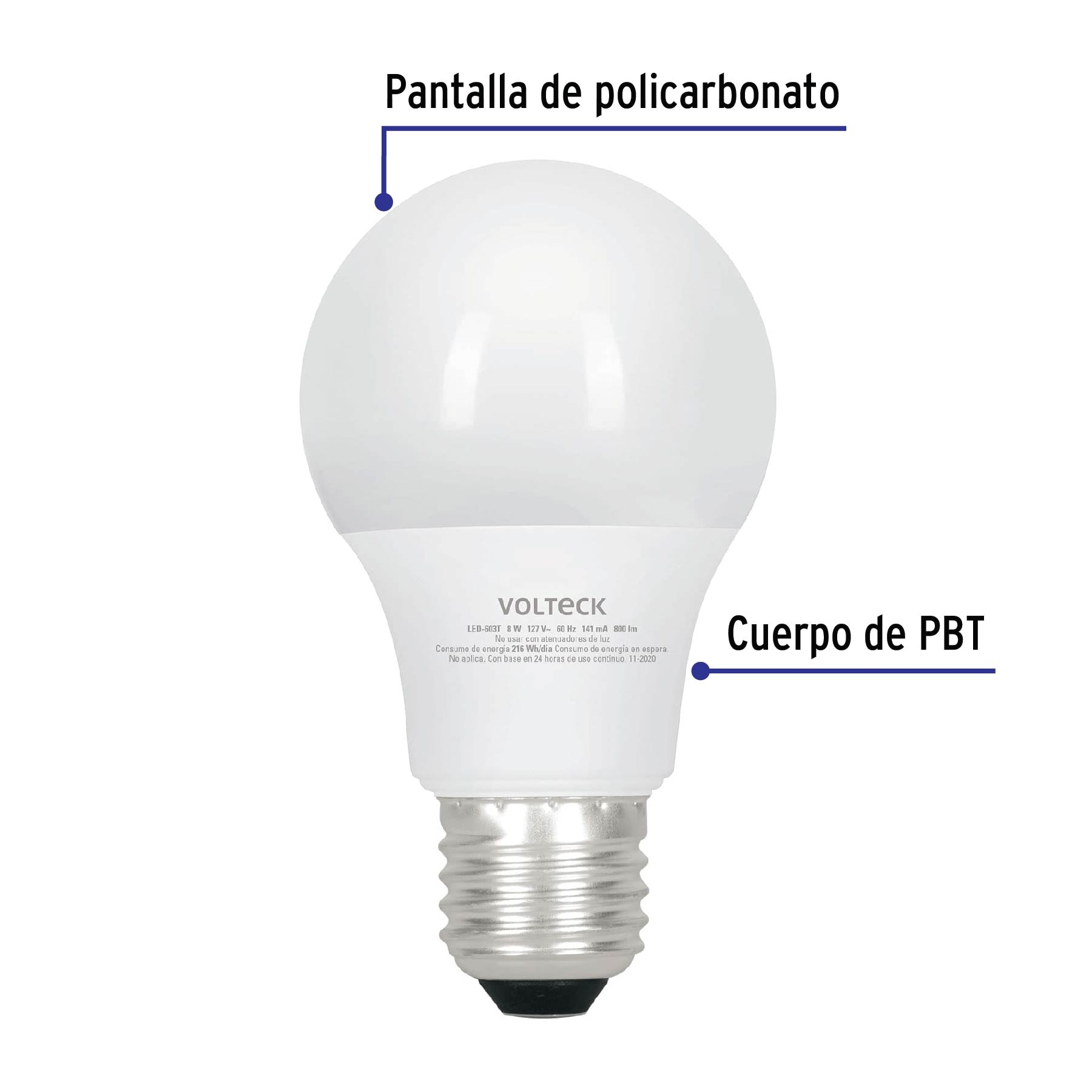 Lámpara de LED bulbo con 3 niveles de temperatura