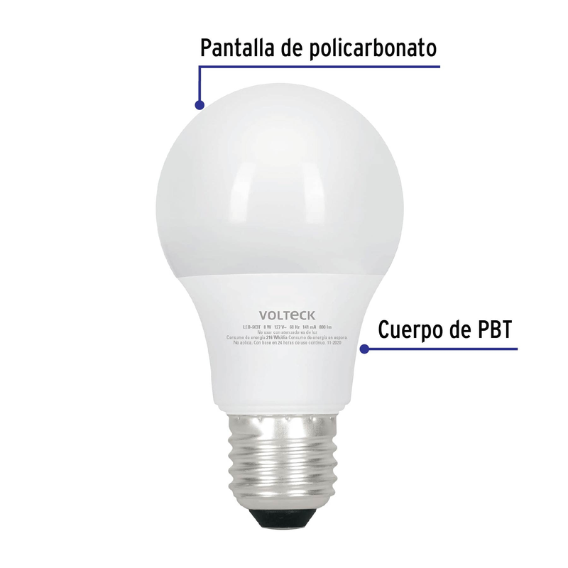 Lámpara de LED bulbo con 3 niveles de temperatura