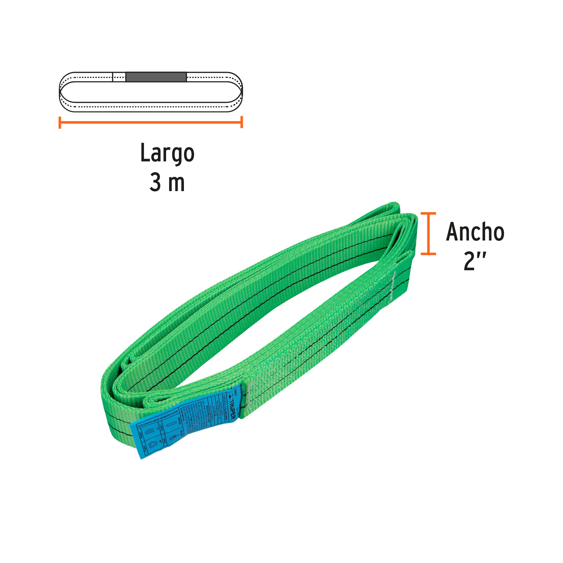 Eslinga redonda sin fin 2 ton x 3 m