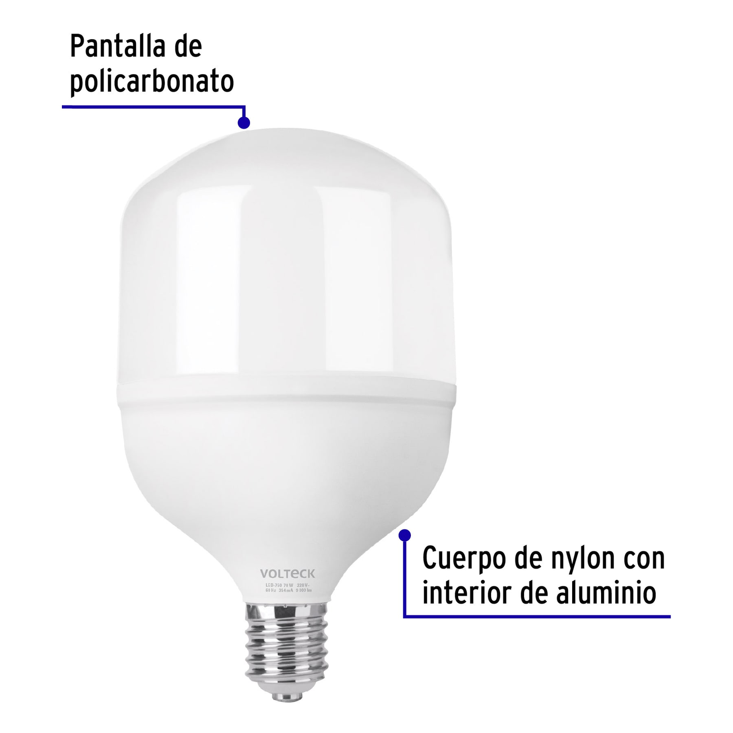 Lámpara de ata potencia 60 W E39, luz de día, Volteck