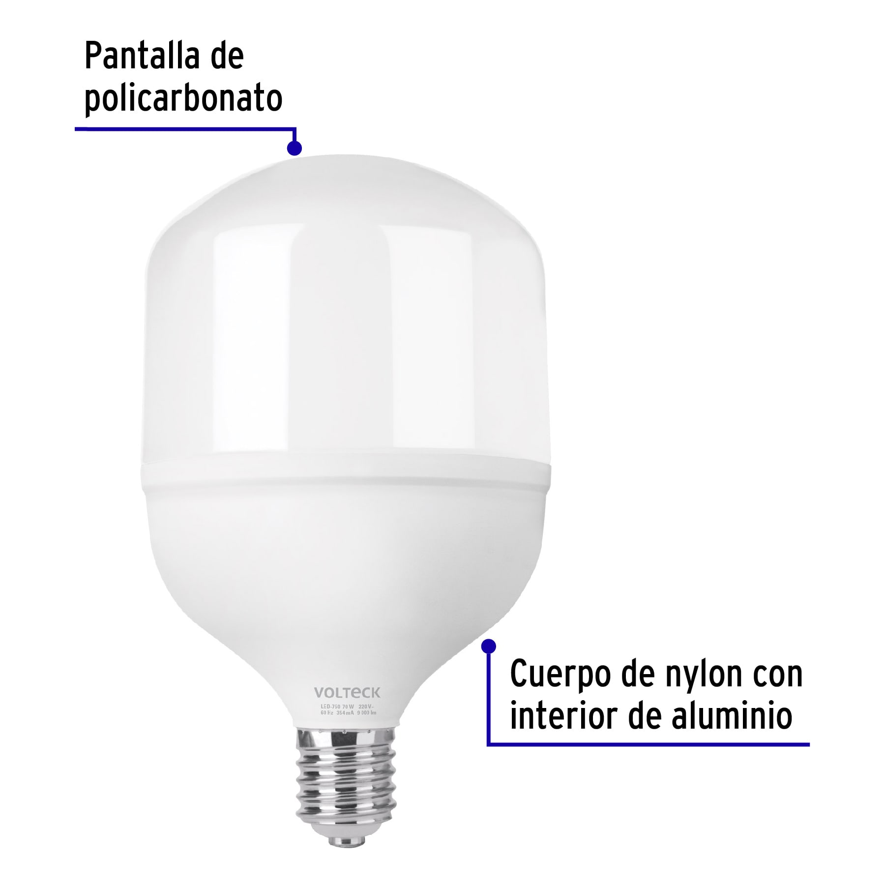 Lámpara de ata potencia 60 W E39, luz de día, Volteck