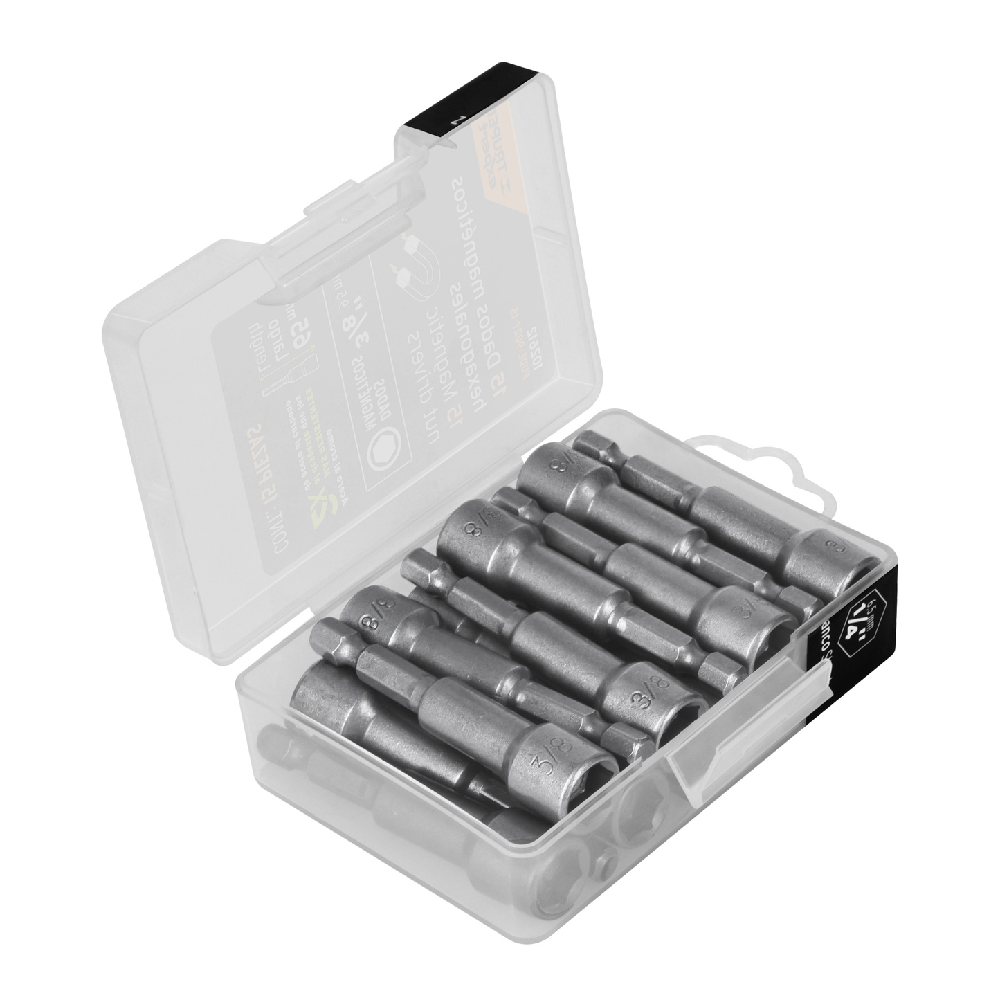 Estuche con 15 dados magnéticos de 3/8' largo 2', Expert