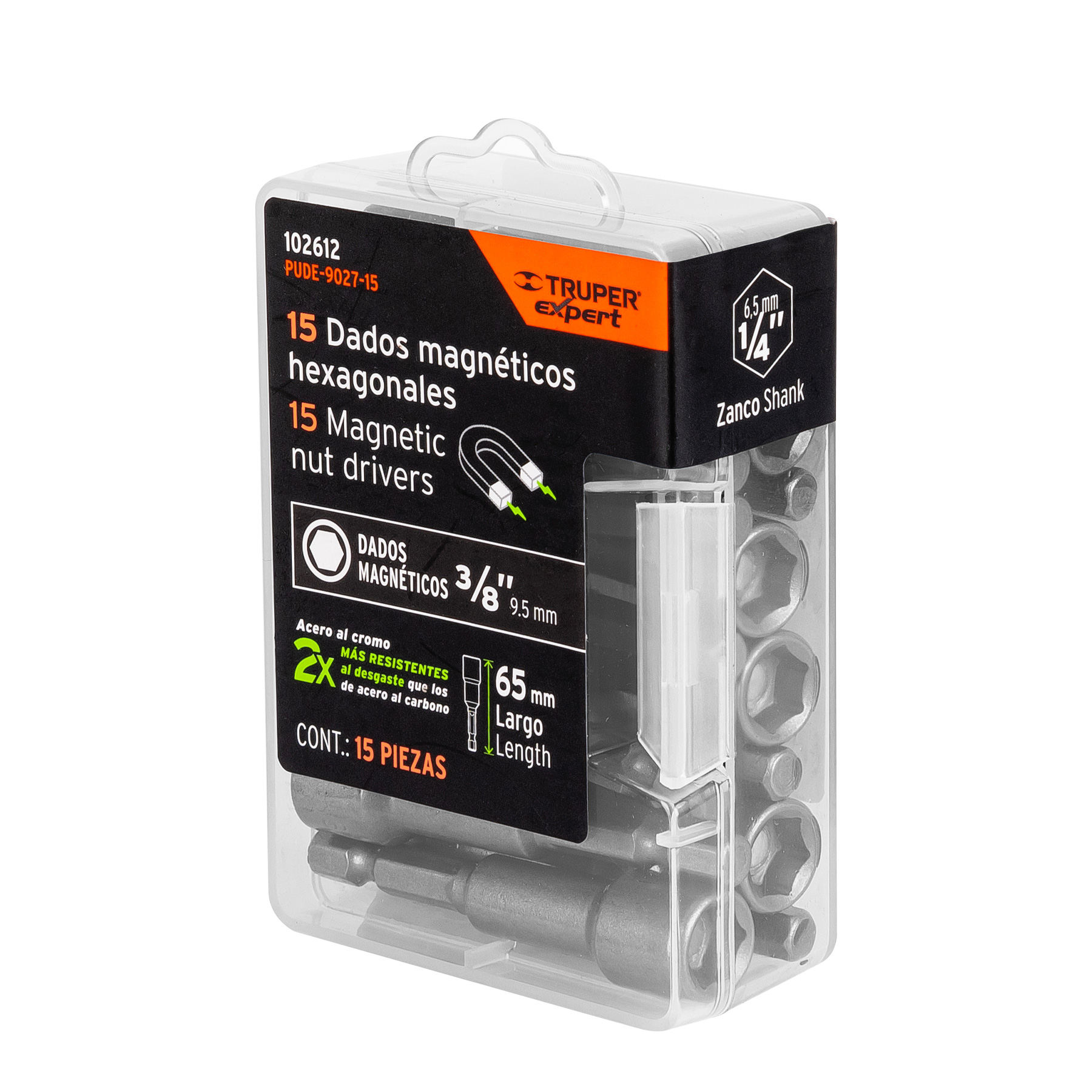 Estuche con 15 dados magnéticos de 3/8' largo 2', Expert