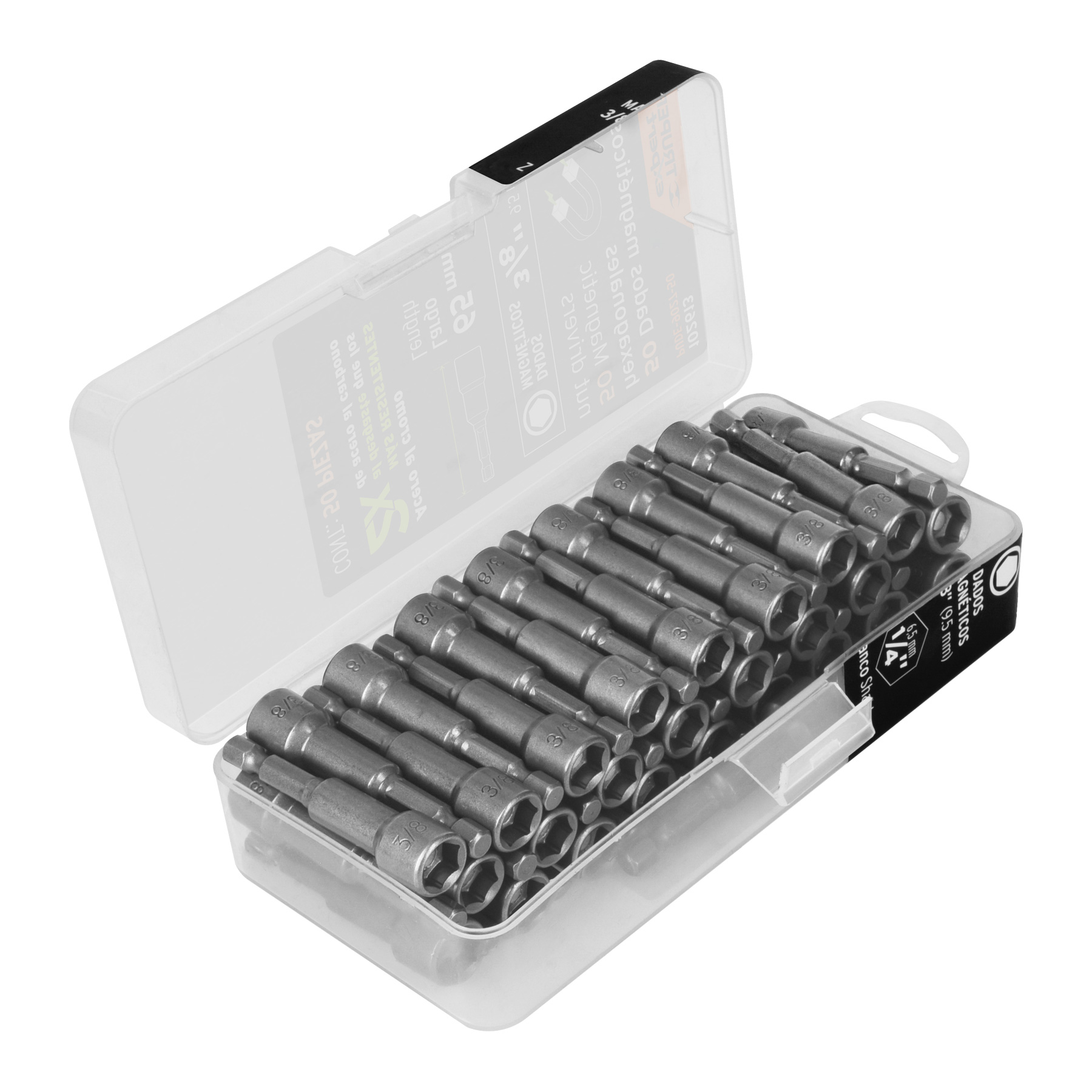 Estuche con 50 dados magnéticos de 3/8' largo 2', Expert
