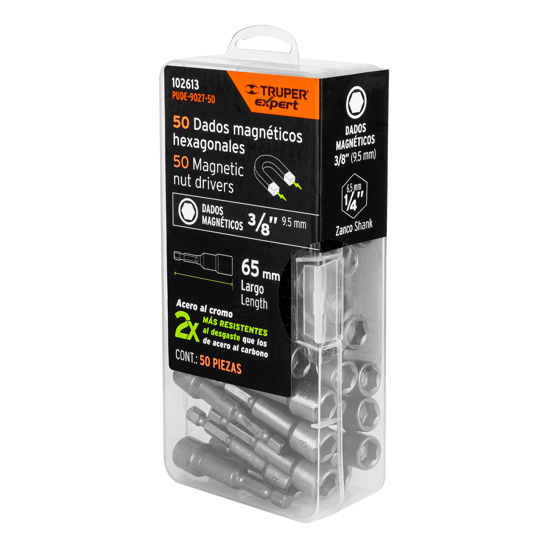 Estuche con 50 dados magnéticos de 3/8' largo 2', Expert