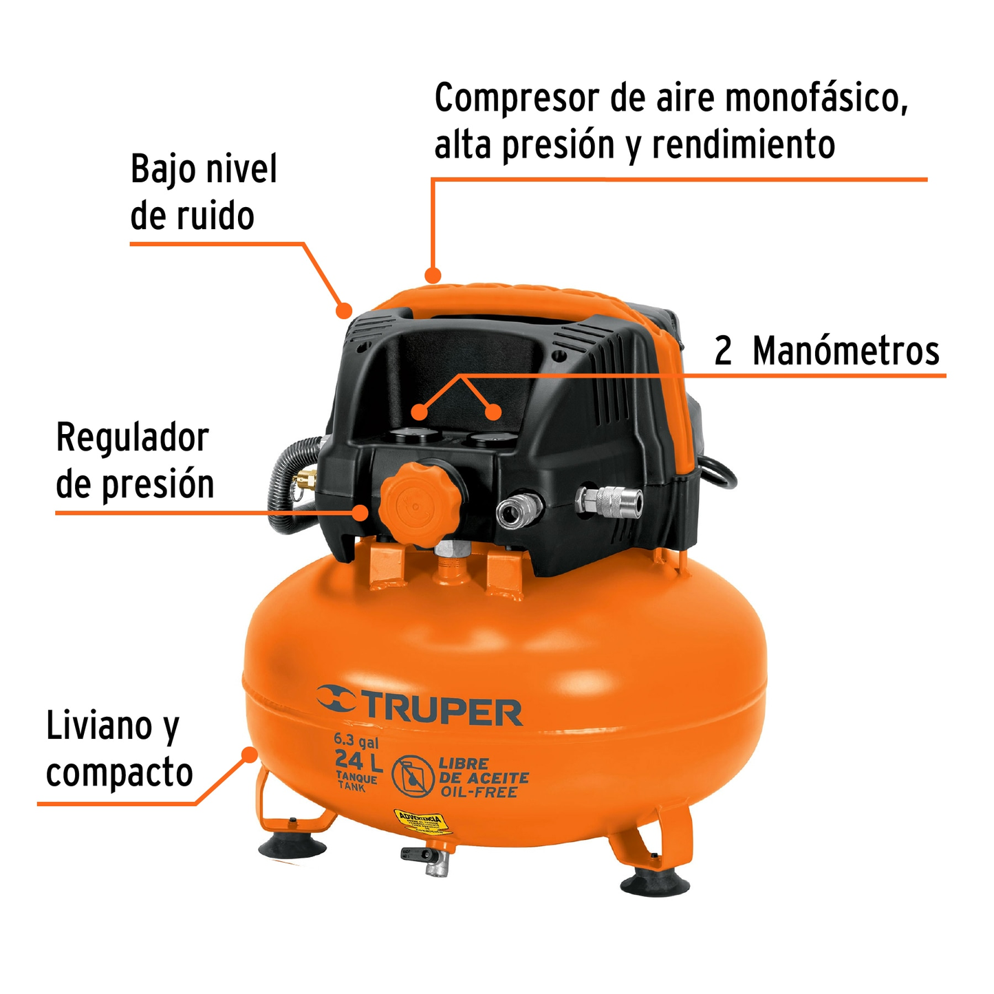 Kit comp libre de aceite 24 L, 2-2/3 HP, PIPI-420 y manguera