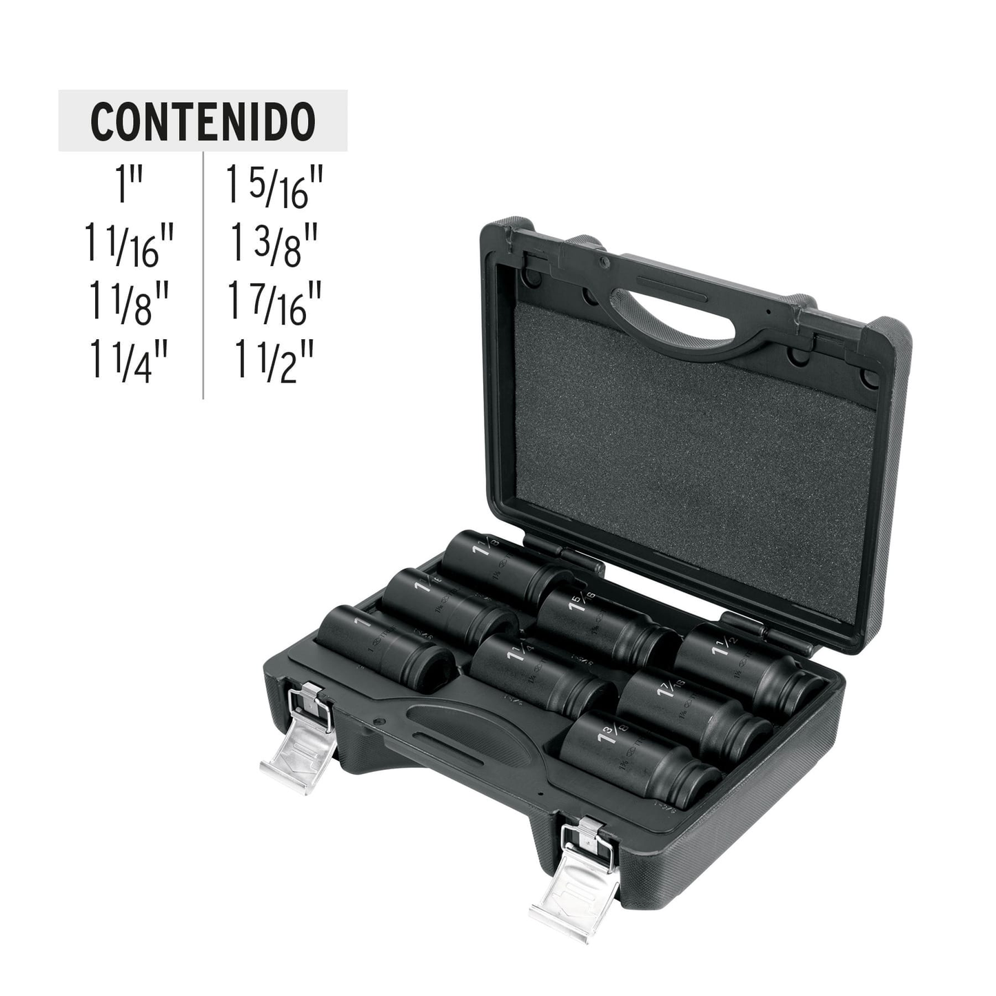 Juego de 8 dados largos cuadro 3/4' de impacto 6 puntas std