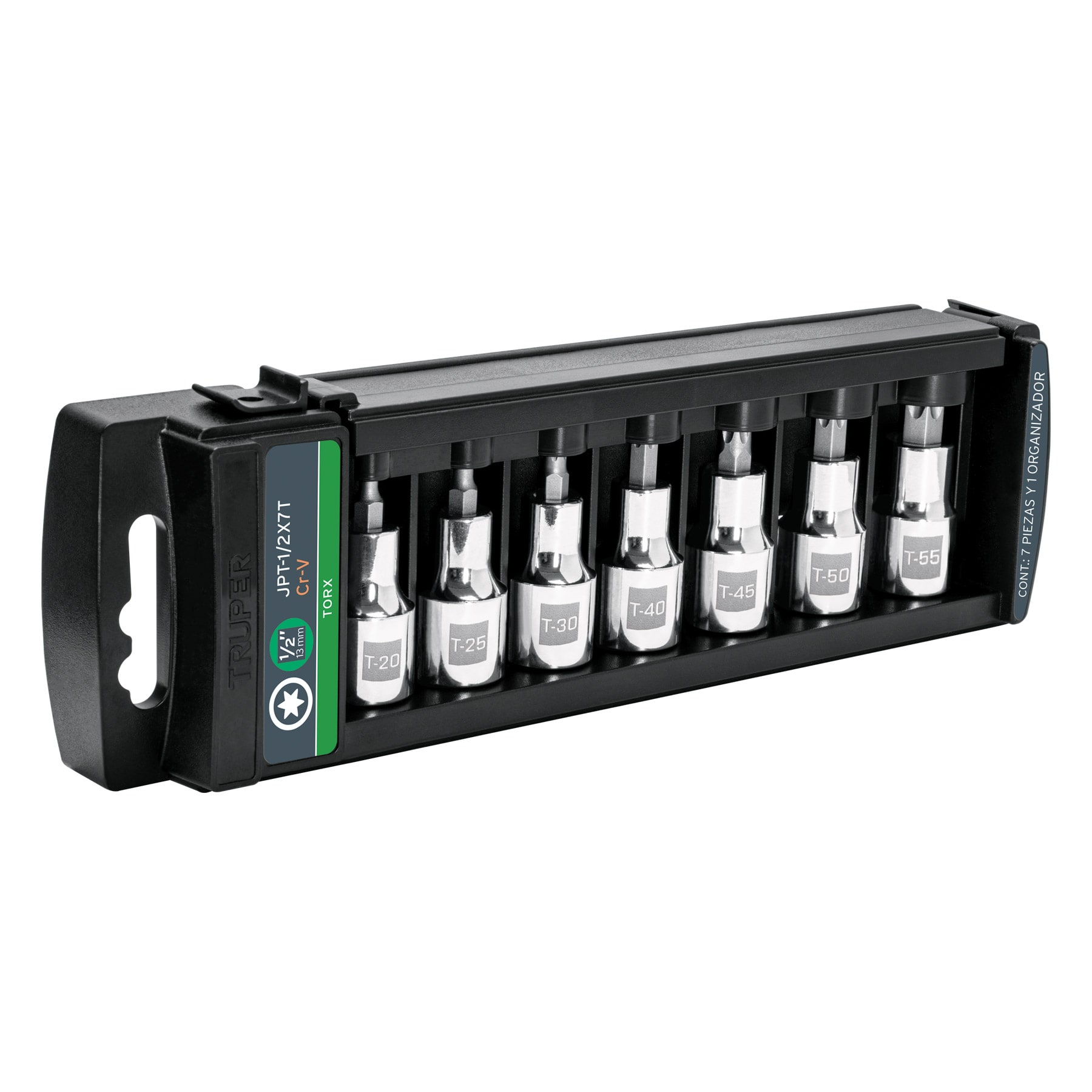Juego de 7 dados cuadro 1/2' punta torx, Truper