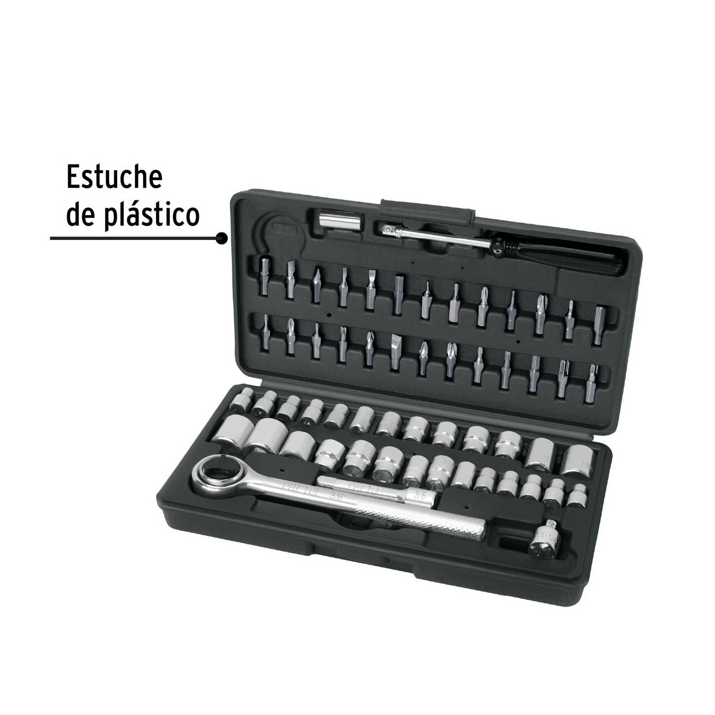 Juego de 60 herramientas 1/4' y 3/8' para mecánico, Pretul