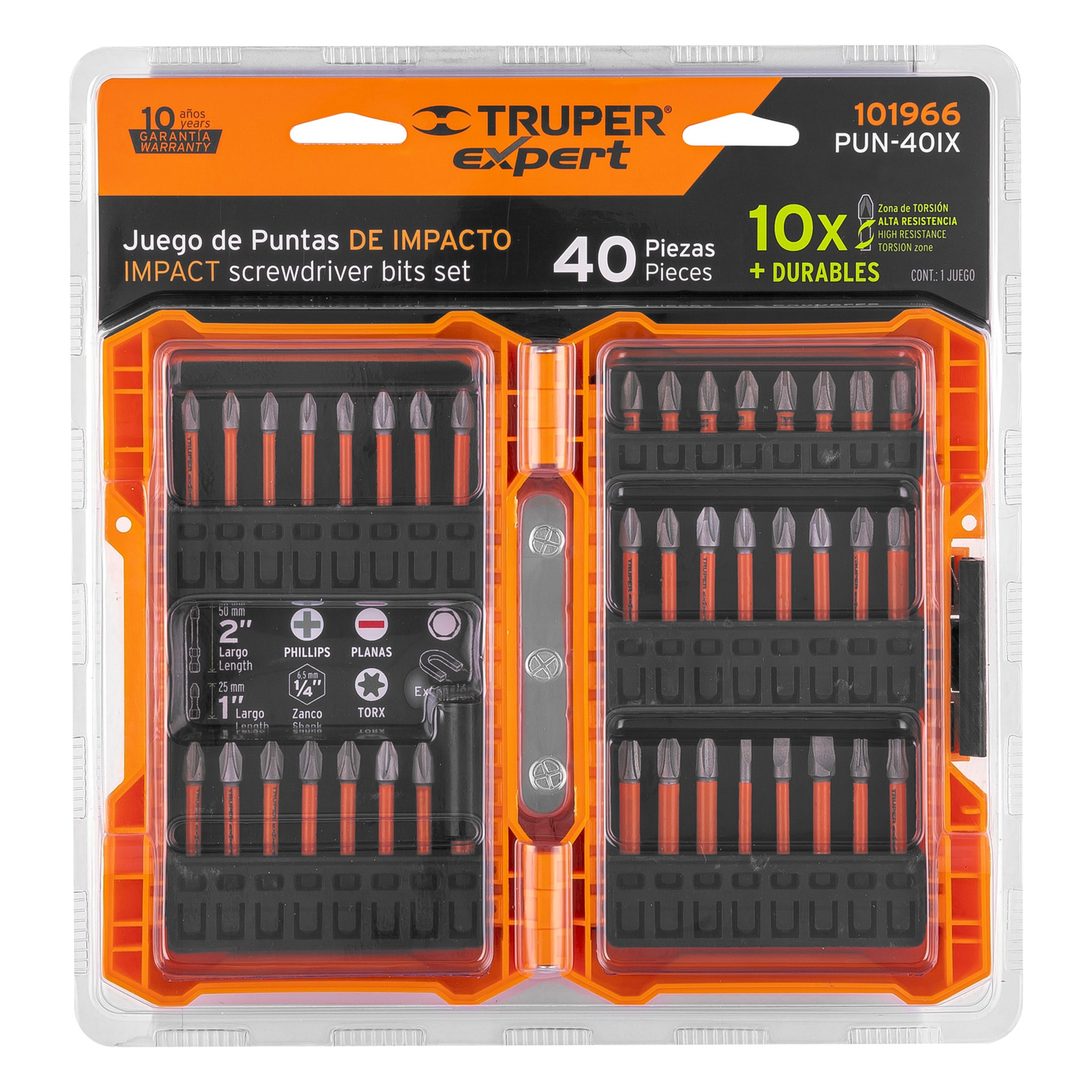 Juego de 40 puntas largos 1' y 2' de impacto mixtas, Expert