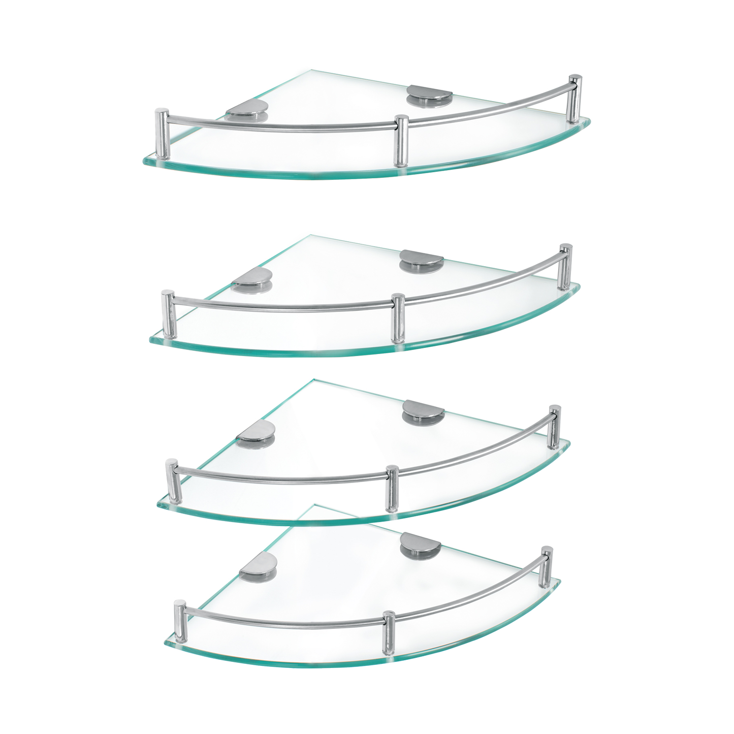 Juego de 4 repisas esquineras de vidrio, Foset Basic