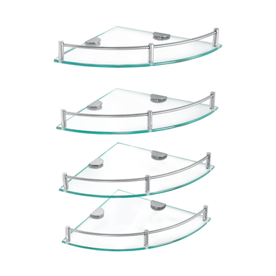 Juego de 4 repisas esquineras de vidrio, Foset Basic