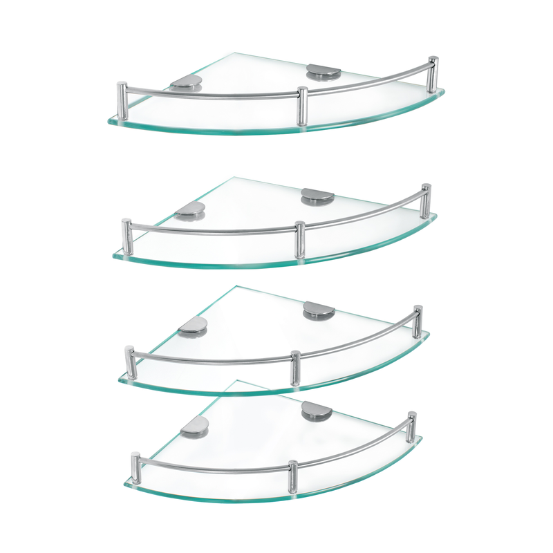 Juego de 4 repisas esquineras de vidrio, Foset Basic
